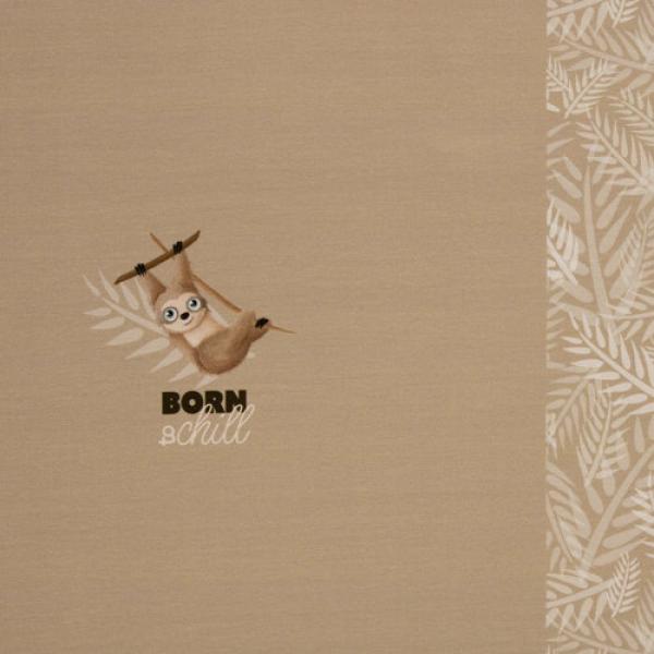 Baumwolljersey Lazy Jungle Faultier Panel ca. 50cm Camel by Mrs. Mint Design von Swafing